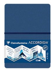 Clairefontaine 975967C - Accordion Travel Notebook - 18 Pages White Watercolor Paper Medium Fine Grain A5 14.8 x 21 cm 300g - Ideal for Artists Globetrotters