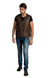 Urban Leather Giacca Billy Gilet in Pelle da Uomo, Ontorio Marrone