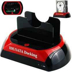 Retoo Estación De Acoplamiento del Disco Duro, USB 2.0, Base De Conexión para SATA I/II/III, HDD O SSD De 2.5"/3.5", Carcasa Disco Duro Externo Sata, Compatible con Windows
