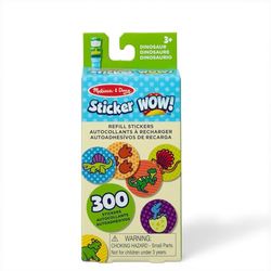 Melissa & Doug Sticker Wow! 300 Adesivi di Ricarica per Giocattolo Fidget timbratore per lavoretti artistici da Collezione, Tema preistorico dei Dinosauri, Assortiti (Solo Adesivi)