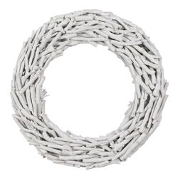 BigBuy Christmas Couronne de Noël Blanche en Bois de Paulownia 52 x 15 x 52 cm