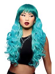 Smiffys Perruque Manic Panic® Mermaid™ Ombre Siren™, cheveux longs, extrémités bouclées avec frange, coiffure à chaud