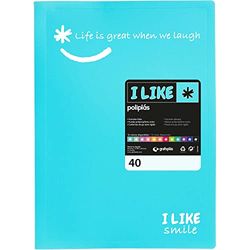 Grafoplás 1440833. Carpeta con Fundas, Tamaño Folio, Color Azul Claro, 40 Fundas Transparentes Polipropileno, Like, Poliplás