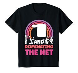 Niños 1 And Dominating The Net - Voleibol 1 Cumpleaños Camiseta