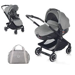 Jané Newel Kinderwagen, 2-delig, groep 0+, om te bouwen tot reiswieg, Matrix Light 2, vanaf de geboorte tot 15 kg, aluminium, met tas en regenhoes, compact opvouwbaar