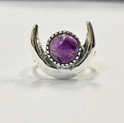 VIE Halo Half Moon Ring, Amethyst