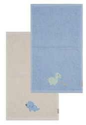 Sterntaler Set di 2 asciugamani per bambini Dino Rexi – Set di asciugamani in cotone assorbente piacevole sulla pelle – Asciugamani per bambini con eleganti bordi e applicazioni, blu