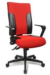 Topstar TF20RS100, Sedia giravole da ufficio Two 20 con braccioli fissi R2 OPA, rivestimento in tessuto, Rosso (Rot)