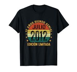 Julio 2012 12 Años Cumpleaños Niño Hecho En 2012 Camiseta