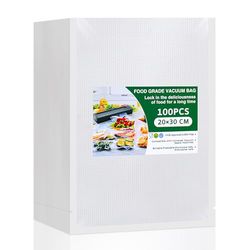 Vinabo Sacchetti Sottovuoto Alimenti 20 x 30 cm 100 Buste, per la Cottura Sottovuoto e la Conservazione Degli Alimenti, Buste Sottovuoto Goffrate Aadatto a Tutte le Macchine Sottovuoto