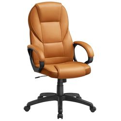 SONGMICS Silla de Oficina Ergonómica, Silla Giratoria con Ruedas, Silla de Escritorio, Altura Ajustable, Silla de Estudio, Marrón Caramelo OBG022K01