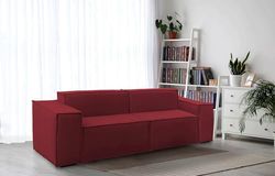 Talamo Italia - Canapé fixe 2 places Paola, Canapé linéaire modulable, Canapé de salon moderne en tissu, 100% Made in Italy, 220x95h70 cm, Rouge