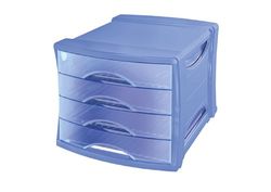 Esselte 4 Europost Drawer Cabinet, Organiser, Solea Range, Transparent Blue