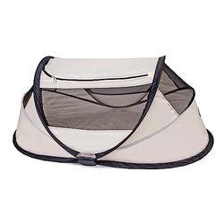 DERYAN Travel Cot reiswieg - BabyBox - Pop up - Lichtgewicht, compact en opvouwbaar - Uitgevouwen in slechts 2 seconden - Met klamboe en draagtas - Crème
