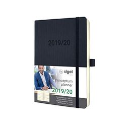 SIGEL C2006 Agenda semanal 2019 / 2020, Conceptum, 18 meses, tapa blanda, 13,5 x 21 cm, negro