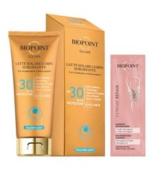 Biopoint Solaire - Latte Solare Corpo Sublimante, con Acceleratore di Abbronzatura, Dona una Pelle Dorata e Luminosa, 200 ml con Campioncino Shampoo Extreme Repair 10 ml