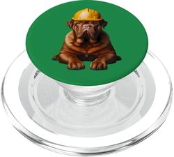Dogos de Burdeos Perro Amarillo Sombrero Duro Trabajador de la Construcción PopSockets PopGrip para MagSafe