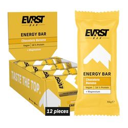 EVRST Energy Bar Chocolate Banana, 12 x 55 g Bar, 8.8g Protein Per Bar, Rich in Magnesium, 12 Bars Per Case