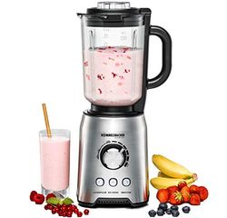 ROMMELSBACHER Stand Mixer MX 1250-22,000 rpm, Continuous Speed Control, Function Buttons (Smoothie, Clean/Pulse, Ice Crush), Glass Jug, Stainless Steel Housing, Special Knife, 1200 Watt
