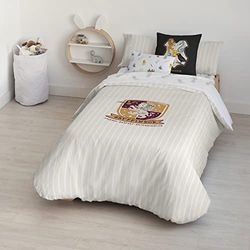 BELUM | Harry Potter dekbedovertrek, 100% katoen Griffoendor Sweet Beig dekbedovertrek voor 90 cm bed (155 x 220 cm)