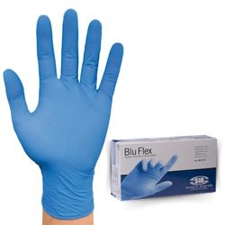 Sir Safety System GUANTO AZUL FLEX (conf.100 unidades) S Guantes nitrilo y vinilo BLU, guantes desechables, guantes de trabajo M, sin látex y sin polvo, elásticos. 100 piezas/caja.