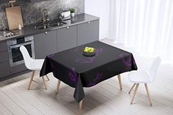 Bonamaison, Anti-moisissure, Séchage Rapide, Résistant aux Taches, Lavable en Machine, 100% Polyester Nappe de Table, Violet, Noir, 140 x 140 Cm - Conçu et Fabriqué en Turquie