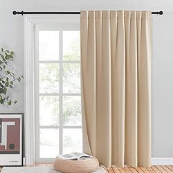 NICETOWN Tenda oscurante per porta scorrevole, tenda termica per finestra di dipartimento, oscuramento intelligente per la privacy, per finestra a bovindo (beige cotti, larghezza 80 x lunghezza 84 cm,