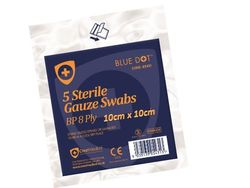 Blue Dot BP 8-Ply Sterile Gauze Swabs 5-Piece Set, 10 cm x 10 cm Size
