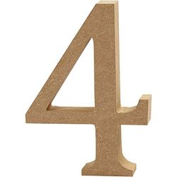 Número, H: 8 cm, MDF, 4, 1 unidad