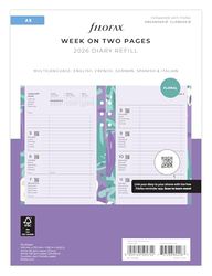 Filofax A5 Illustrated Floral Week on 2 Pages 5 language 2026 Diary Pack 26-6351