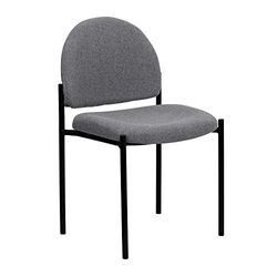 Flash Furniture Comfortabele stapelbare zij-receptiestoel, gelegeerd staal, grijze stof, 66.040000000000006 x 49,53 x 19,05 cm