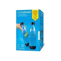 SodaStream DuoPack Fuse 2x 1L KST-fles - vaatwasmachinebestendig (BPA-vrij) - vervangende flessen voor SodaStream Waterbubbler met PET-flessen, zwart, 9x17,2x29