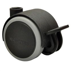 Wagner 01072701 Roulette de meuble pivotante double – Souple – Diamètre : 40 mm – Hauteur : 45 mm – Avec frein – Noir – Charge maximale : 35 kg