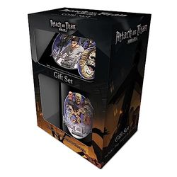 Pyramid International Attack on Titan mugg presentset (säsong 4 design) 325 ml keramisk mugg, underlägg och nyckelring i presentförpackning – officiella varor, En storlek, Kaffekopp