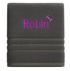 Asciugamano personalizzato con nome Nome sportivo splendidamente ricamato Asciugamano da bagno Asciugamano in cotone 100% personalizzato con nome (140 x 70 cm, Fitness 3)
