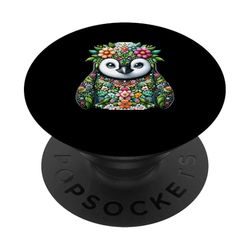 Grazioso pinguino estetico floreale amante dei pinguini PopSockets PopGrip Adesivo