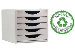 M-Office Freya Módulo Sostenible Ecogreen 4005 De Con 5 Cajones Color Opaco, Producto 100% Reciclado Y Reciclable, Válido Para Formato DIN A4, Folio Y Subcarpeta (Gris)