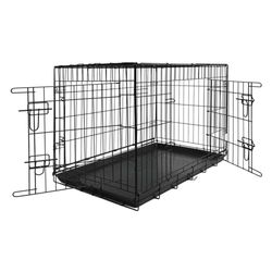 JACK AND VANILLA, Gabbia Pieghevole a 2 Porte per Animali, Design Elegante, Materiali durevoli, Ventilazione ottimale, facilità di Accesso, Ideale per Viaggi, 123 x 77 x 83 cm, Nero, Modello Travel