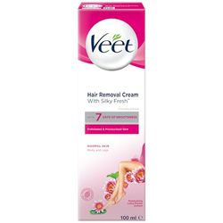 Veet Pure Hair Removal Cream, Legs & Body, Normal Skin, 100ml each, 1 Spatula, Long Lasting Smoothness, Hydrates & Exfoliates Skin, Least Number of Ingredients (Packaging may vary)