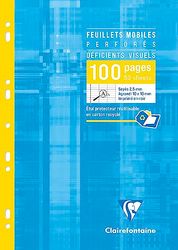 Clairefontaine 17499C A Case of Perforated Movable Sheets for the Visually Impaired - A4 21x29,7cm - 100 Pages Seyes Ruled 2,5mm Enlarged 10/10 - White Paper 90 g - Reusable Case