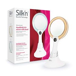 Silk'n MirrorLumi, Espejo de maquillaje de dos caras, Sin aumento y con aumento 5x, Iluminación LED, 2 tipos de luz, Para sostener a mano o sobre el soporte, Ø 10 cm, MLU1PEU001