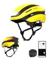 Lumos Ultra Smart Helm | Fietshelm | Voor- en Achterlicht (LED) | Richtingaanwijzers | Remlichten | Bluetooth-verbinding | Volwassenen: Heren Dames (Raincoat Yellow, Maat: XL) MIPS