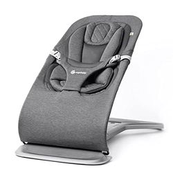 Ergobaby 3-in-1 Evolve Bouncer, Ergonomisch baby wipstoeltje voor pasgeborenen van geboorte tot peuter, babyschommel met inzetstuk voor pasgeborenen (2,5 kg - 13,2 kg), Charcoal Grey