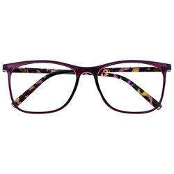 OPULIZE Arc Gafas de Lectura Montura Cuadrada Estilizada Delgada Morado Varillas Translúcidas con Dibujos Lentes Resistentes a Arañazos Bisagras de Muelle Unisex Hombre Mujer R66-5 +1.00