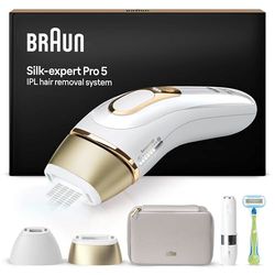 Braun Silk·expert Pro 5 Epilatore Luce Pulsata, Depilatore Corpo Donna, Alternativa al Laser Peli, Con Custodia, Mini Depilatore Viso, 2 Testine, Luce Pulsata Braun, Idea Regalo, PL5156
