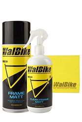 WalBike Kit Matt pulitore per detergere Pulire lucidare brillantare Proteggere i telai opachi con Panno in Microfibra per Pulizia Bici, Trigger 500 ml, Spray 400 ml, 30 x 40