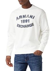 Armani Exchange Collo Rotondo, Logo Frontale, Polsini Maglia di Tuta, Bianco, XXL Uomo
