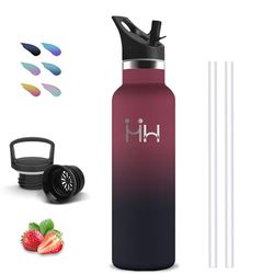 Borraccia Termica, 750ml Borraccia, Senza BPA, Borraccia con Cannuccia, Senza Perdite, Borraccia Acciaio Inox, Borracce Termiche, Mantiene Caldo per 12 Ore/Freddo 24 Ore, per Bevande Fredde o Calde