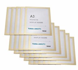 TUKA-i-AKUT 30x A3 Cornice Magnetica per Espositore, Autoadesiva Cornice per Display su Superfici Lisce Solide, Buste per Documenti Poster Cartelli Avvisi, Confezione da 30, Color Oro TKD8400-A3-30x