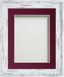 Frame Company Lynton Driftwood Photo Frame with Plum Mount, 12x10 for 9x7 inch, fitted with perspex